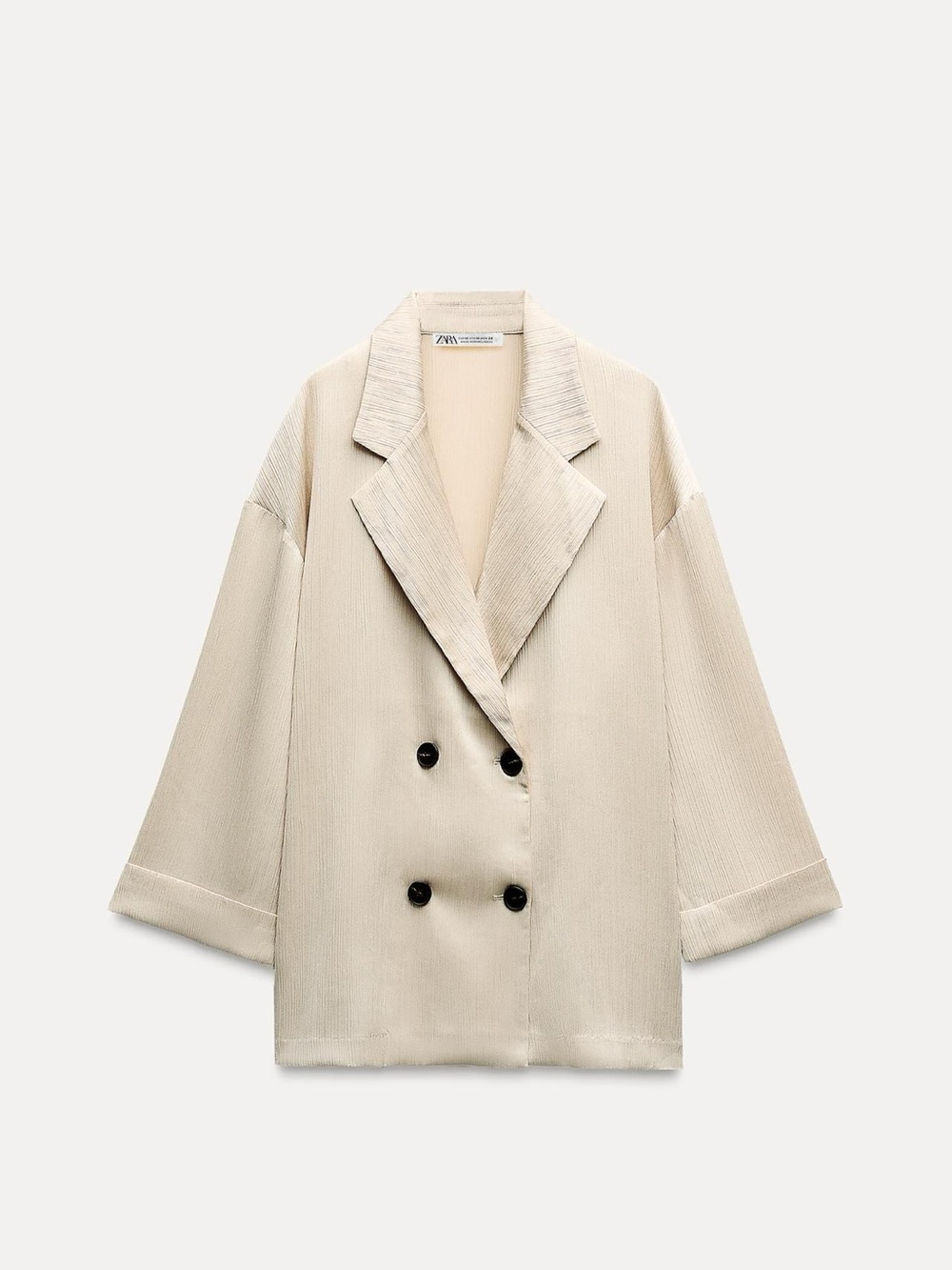 Zara Cream Double-Breasted Oversized Blazer